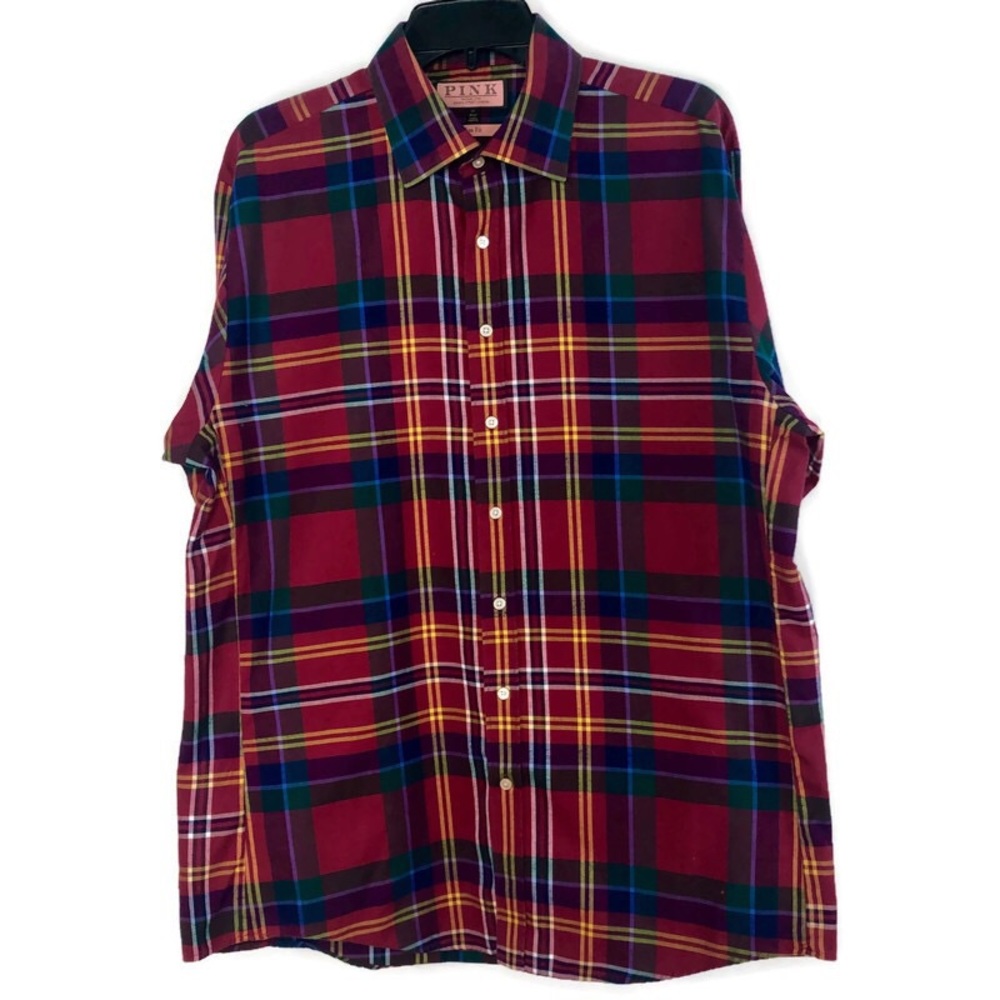 Thomas Pink Men’s Plaid Button Down Shirt